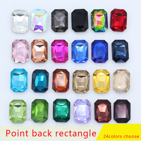 Brillant 6-27MM 24 couleurs Rectangle strass cristal verre octogone Point arrière Re-octogone pour bijoux accessoires de vêtement ► Photo 1/1