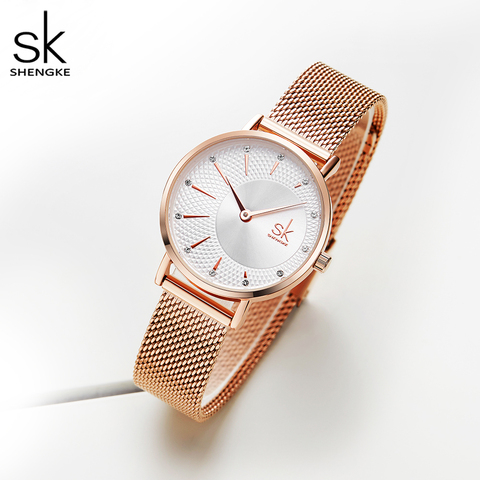 Shengke-montre à Quartz en maille pour femmes, bracelet en acier inoxydable, mouvement japonais, Bayan Kol Saati, collection décontracté ► Photo 1/6