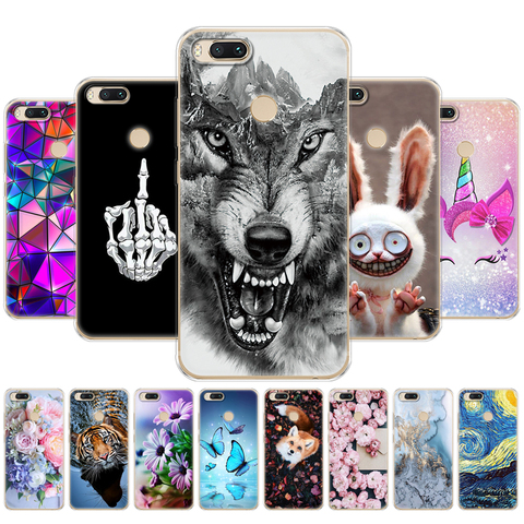 Housse pour Xiaomi MI A1 Coque mi 5x Protection intégrale souple Coque arrière en tpu Coque de téléphone pour Xiomi MI A1 5x Coque pare-chocs animal en marbre ► Photo 1/6