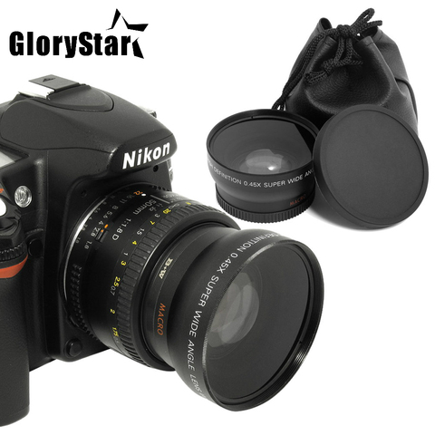Glory Star 52MM 0.45x objectif grand Angle + objectif Macro pour appareils photo reflex numériques Nikon avec filetage de filtre d'objectif UV 52mm ► Photo 1/1