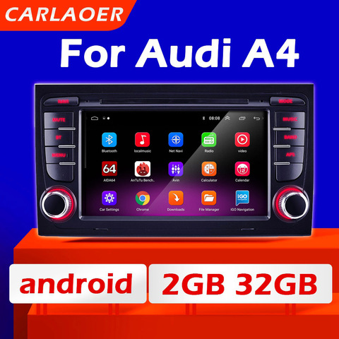 Autoradio Android, Navigation GPS, lecteur multimédia vidéo, 2 Din, sans DVD, pour voiture Audi A4 B8 B7 B6 S4 RS4 SEAT Exeo (2002 – 2008) ► Photo 1/6