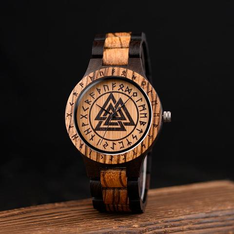 BOBO BIRD – montre en bois pour hommes, style Viking, Valknut, avec boîte en bambou, personnalisée, livraison directe ► Photo 1/1