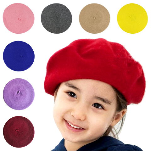 Chapeau en laine pour bébés filles, bonnet Vintage pour enfants, chapeaux de peintre, couleur bonbon, accessoires pour cheveux ► Photo 1/6