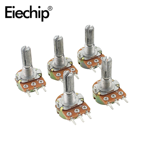 Potentiomètres à film carbone WH148, arbre amplificateur double stéréo, 3 broches 1K 2K 5K 10K 20K 50K 100K 500K 1M Ohm, 10 pièces ► Photo 1/6