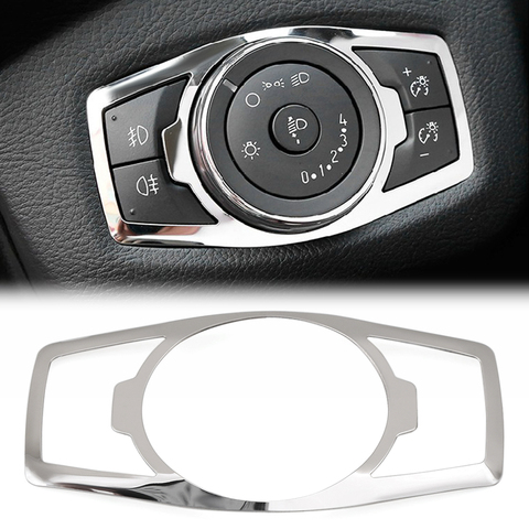 Autocollants de couverture de commutateur de phare en acier inoxydable, pour Ford focus 3 MK3 MK4 KUGA Escape mustang 2015 Mondeo Fusion 2013 – 2016 ► Photo 1/6