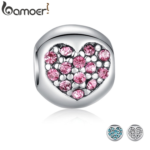 Couleur argent amour de ma vie coeur rose CZ breloque idéal pour Bracelet collier accessoires perle fabrication de bijoux PA5283 ► Photo 1/6