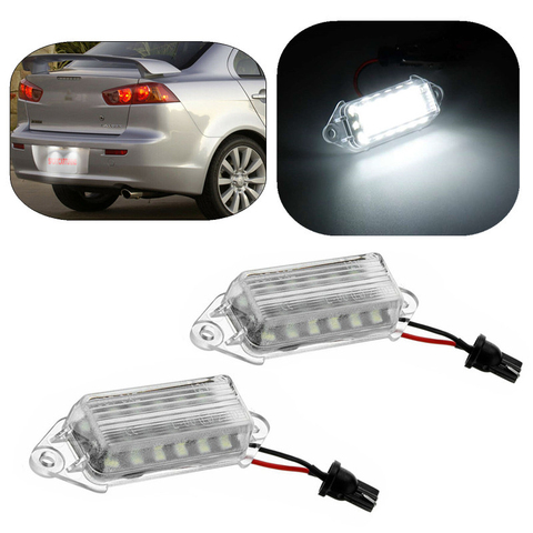 Paire de lumières de plaque d'immatriculation de voiture Led sans erreur 18 SMD, ampoule blanche pour Mitsubishi Lancer X EVO 2003 – 2007 ► Photo 1/6