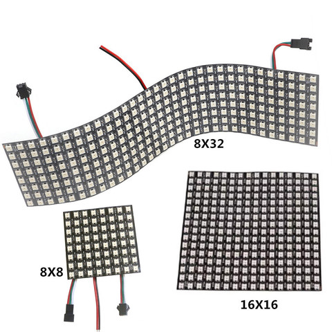 8x8 16x16 8x32 Pixels SK6812 WS2812B individuellement adressable écran de panneau de LED Flexible numérique 5050 rvb WS2812 panneau programmé ► Photo 1/6