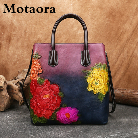 MOTAORA – sac à main rétro en cuir gaufré pour femmes, Vintage, seau, à bandoulière, fourre-tout Floral, nouvelle collection 2022 ► Photo 1/6