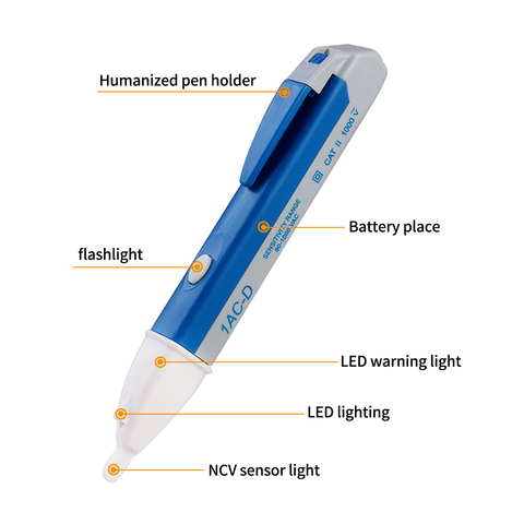 Sonde de tension, voltmètre, 110V 220V AC, détecteur de puissance, testeur, prise sans Contact, indicateur électrique mural 90-1000V ► Photo 1/6