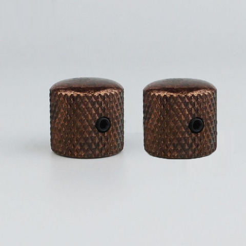 Capuchons de boutons pour guitare électrique et basse, 2 pièces, tonalité et Volume, commande électronique en métal, couleur Bronze ► Photo 1/5