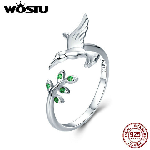 WOSTU – bague colibri et feuilles en argent Sterling 925 authentique pour femmes, bijou Style naturel en argent S925, cadeau CQR323 ► Photo 1/6