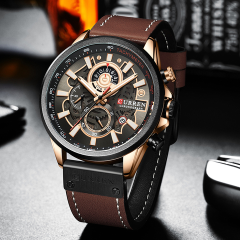 CURREN mode homme montres bracelet Sport chronographe montre-bracelet Design créatif multifonctionnel Quartz horloge relogio masculino ► Photo 1/6