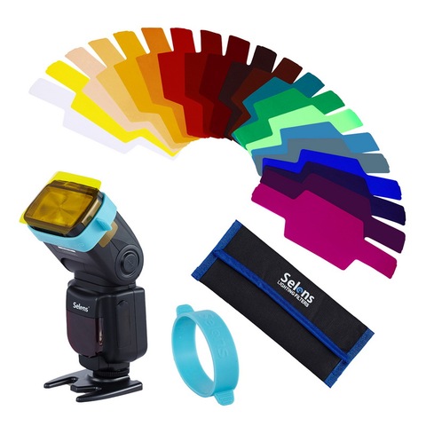 20 pièces Selens SE-CG20 Flash Gel couleur filtres pour Metz Godox D7100 SB910 Speedlite Flash Flash Flash pistolet modificateur de contrôle d'éclairage ► Photo 1/6