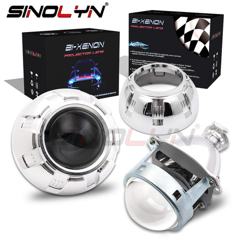 Sinolyn projecteur lentilles 3.0 phare métal lentille Bi xénon lumières utiliser H1 HID ampoule LED lampes pour H4/H7 voiture phare rénovation ► Photo 1/6