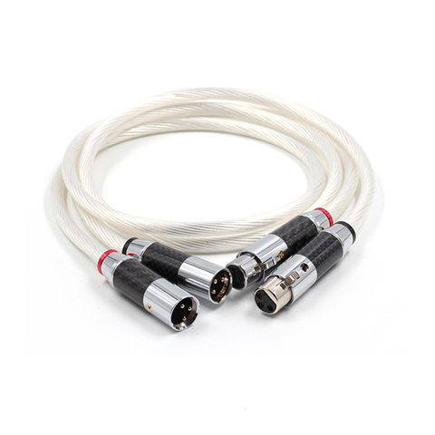Paire Hifi câble XLR câble Audio plaqué argent pur 7N OCC avec prise XLR en Fiber de carbone de qualité supérieure ► Photo 1/2