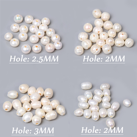 Perles naturelles à grand trou, 10 pièces, lot de perles naturelles, grand trou, blanc, pomme de terre riz eau douce, pour la fabrication de bijoux, cadeaux ► Photo 1/6