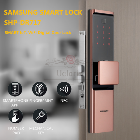 SAMSUNG – serrure de porte Wifi numérique à empreinte digitale, loT de SHP-DR708/SHP-DR717, sans clé, version anglaise, Moritse ► Photo 1/6