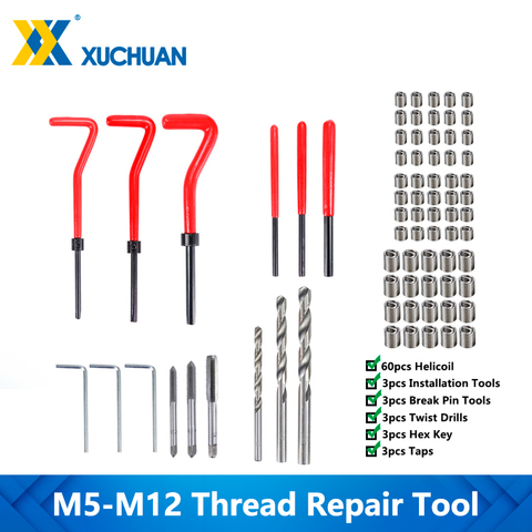 Kit de réparation de filetage métrique M5 M6 M8 M10 M12, jeu de tarauds de forage pour restaurer les outils de réparation endommagés ► Photo 1/6