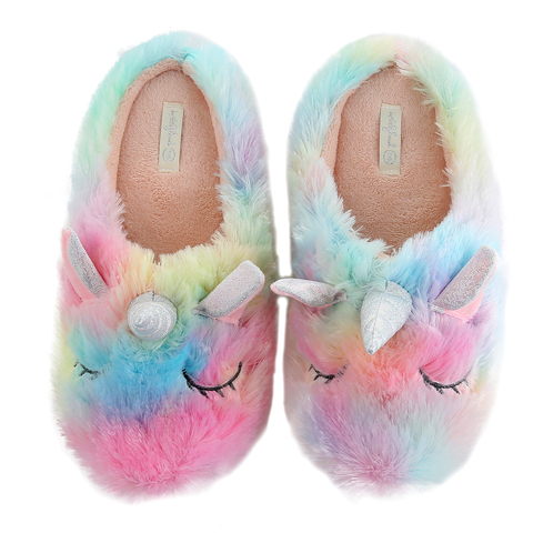 Livraison directe licorne pantoufles cortoon arc-en-ciel confortable maison intérieure chaude femmes animaux chaussures ► Photo 1/5