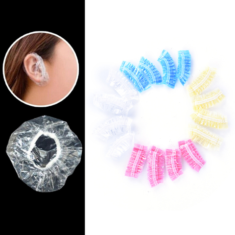 20/100 pièces épaissie jetable en plastique étanche oreille protecteur couverture casquettes Salon coiffure colorant bouclier cache-oreilles outil de douche ► Photo 1/6