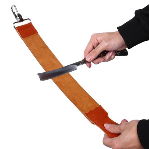 Offre spéciale Double couche en cuir véritable rasage Strop droite rasoir aiguiseur sangle ceinture nécessaire rasage sangle cuir Strop ► Photo 1/6