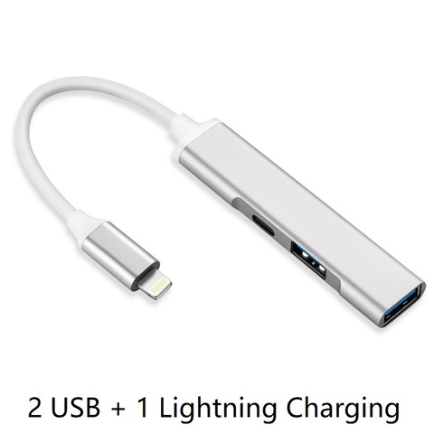 Hub en aluminium 3 en 1 Lightning pour Apple iPhone11Pro Max/iPad Air, adaptateur de caméra USB OTG, charge, clavier, souris, lecteur Flash, iOS13 ► Photo 1/6