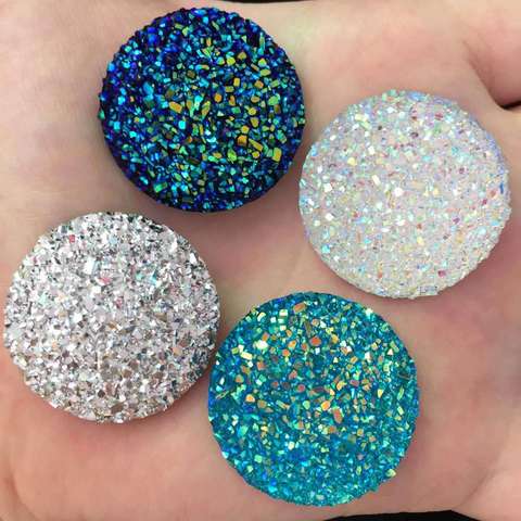 8 pièces en résine AB, Cabochon en minerais 30mm, strass ronds à dos plat et boutons pour mariage, bricolage R97 * 2, tendance ► Photo 1/6