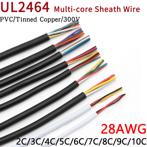 1M 28AWG UL2464 câble gainé canal ligne Audio 2 3 4 5 6 7 8 9 10 fils de contrôle de Signal de câble en cuivre souple isolé ► Photo 1/5