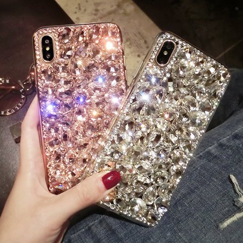 Mode luxe cristal diamant étui pour iPhone 12 11 Pro XS Max XR X 8 7 6s Plus couverture pour Samsung Note 20 10 9 8 S20 S10 S9 S8 ► Photo 1/6