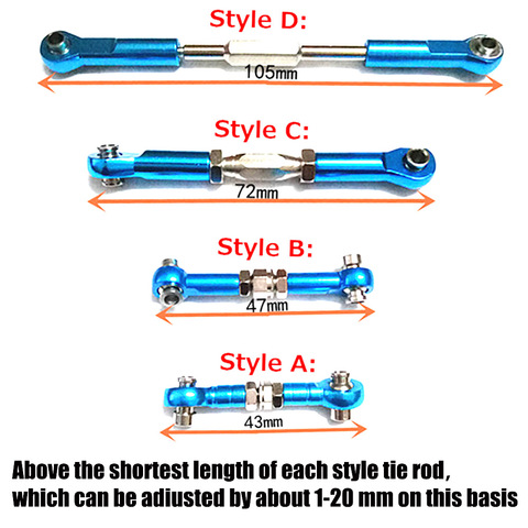 Bielle de direction en alliage d'aluminium usinée CNC pour voiture HSP 94111/94188 RC, accessoire de remplacement, 2 pièces ► Photo 1/6