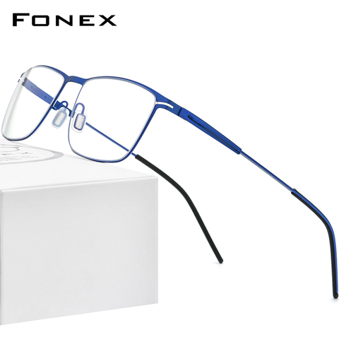 FONEX alliage lunettes cadre hommes carré myopie Prescription optique lunettes 2022 nouveau métal complet coréen sans vis lunettes F1009 ► Photo 1/6