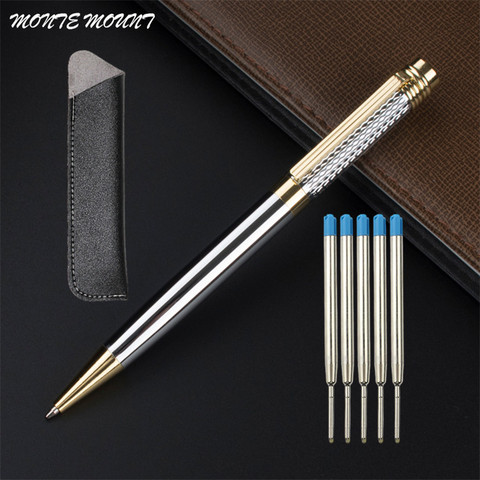 Stylo à bille de luxe en métal de haute qualité, recharge d'encre noire de 0.7mm pour écriture professionnelle, fournitures scolaires de bureau ► Photo 1/5