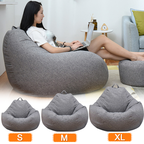 Grand petit paresseux canapés couverture chaises sans remplissage linge de lin chaise longue siège Pouf Pouf bouffée canapé Tatami salon ► Photo 1/6