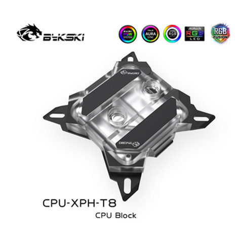 Bykski CPU-XPH-T8 RGB/ARGB CPU bloc d'eau pour INTEL LGA1150 1151 1155 1156 2011 2066 1366 12V 4Pin 5V 3Pin refroidisseur d'eau ► Photo 1/5