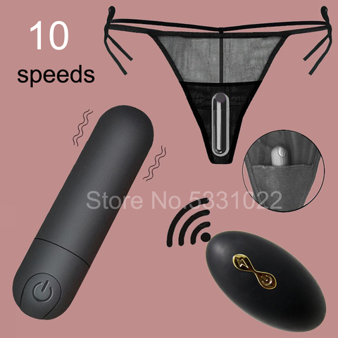 Culottes vibrantes sans fil avec 10 fonctions, télécommande sans fil, Rechargeable, vibrateur à sangle pour sous-vêtements, jouet sexuel ► Photo 1/6