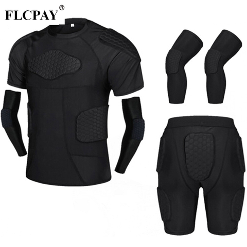 Short de Crash à manches courtes, Short de protection en Compression, ensemble de combinaison pour le Football, le basket-ball, le Rugby, coudières et genouillères à la taille ► Photo 1/6