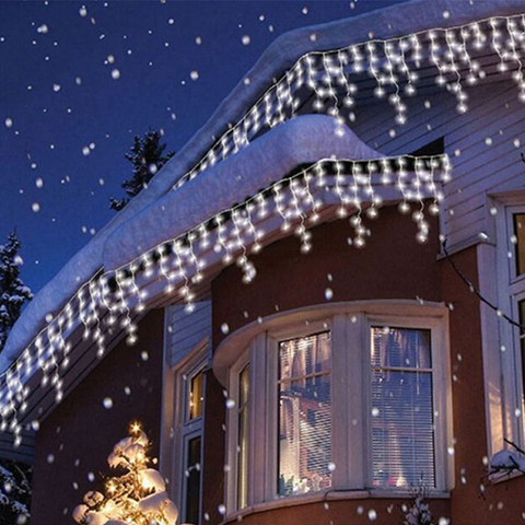 Rideau lumineux d'extérieur de noël, 5M, 0.4 à 0.6m, guirlande de glace, décoration de vacances, pour fenêtre de maison ► Photo 1/6