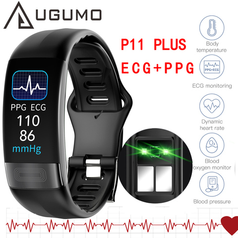 UGUMO – Bracelet connecté P11 Plus, moniteur de température corporelle, ECG PPG, montre intelligente, fréquence cardiaque, pression artérielle ► Photo 1/6