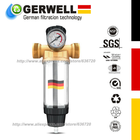 Pré-filtre de technologie allemande (WSP70) filtre à eau à sédiments réutilisable pour toute la maison 40 microns 1/2 + 1 