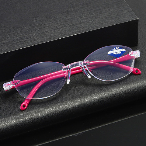 Anti-rayons bleus lunettes de lecture de mode ultra-léger sans monture presbytie lunettes dames lunettes rétro + 1.0 + 1.5 + 2.0 + 2.5 + 3.0 + 3.5 + 4.0 ► Photo 1/6