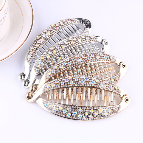 Cristal strass poisson forme pinces à cheveux cheveux bijoux banane Barrettes épingles à cheveux cheveux accessoires pour femmes bricolage coiffure ► Photo 1/6