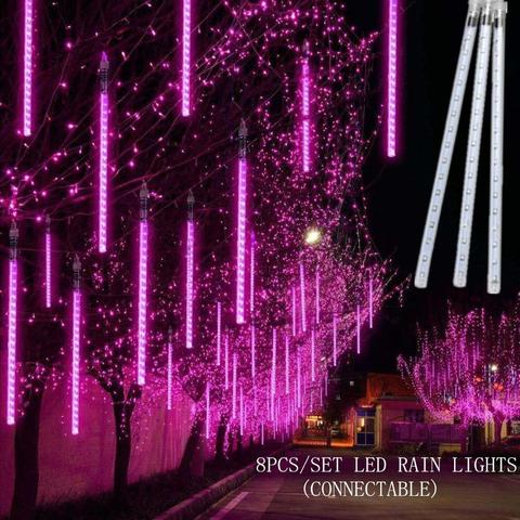 Pluie de pluie de météores imperméable 8 lumières de ficelle de LED Tube 30cm /50cm pour des vacances extérieures ► Photo 1/6