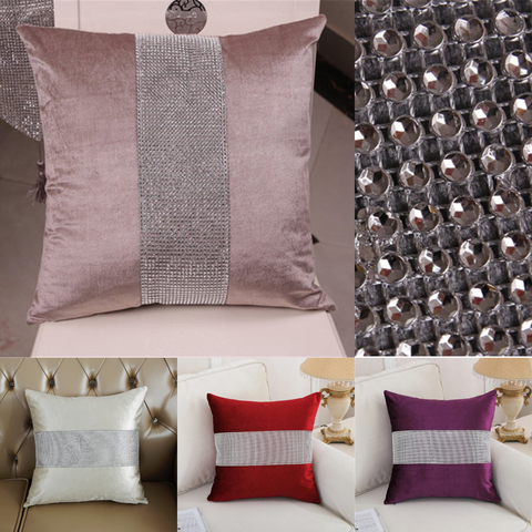 Décoratif luxe diamant jeter taie d'oreiller Super doux flanelle taie d'oreiller parti hôtel maison Textile 45*45CM housse de coussin canapé ► Photo 1/6