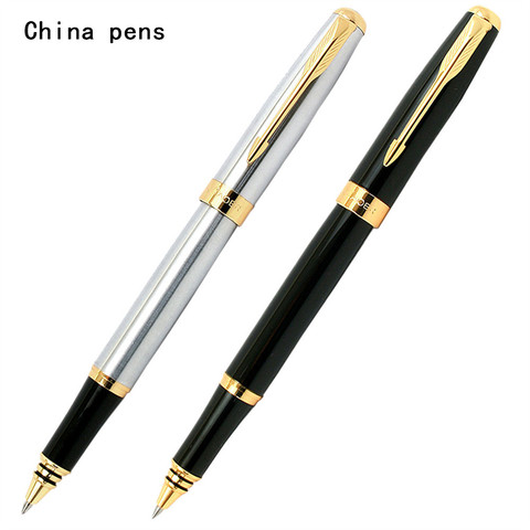 Baoer 388 Noir Argent Métallique D'affaires Roller ball Pen Moyen Plume D'or Clip Roller Stylo Fournitures Scolaires de bureau ► Photo 1/6