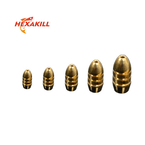 Hexakill – lot de 5 balles en cuivre, accessoire de pêche au bar texas rig, coulant rapide, 2g 3.5g 5g 7g 10g ► Photo 1/6