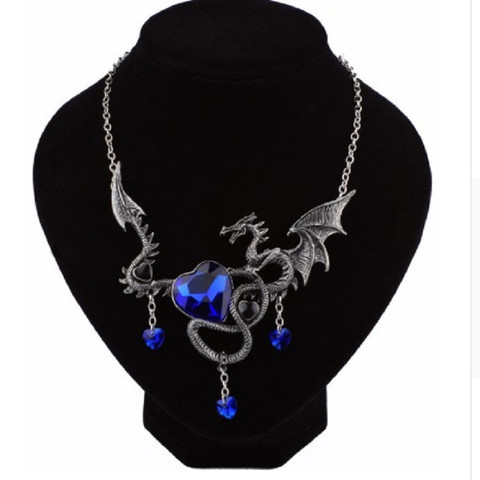 Dragon collier femmes hommes autrichien cristal coeur colliers pendentif personnalité Vintage collier bijoux accessoire Halloween cadeau ► Photo 1/6