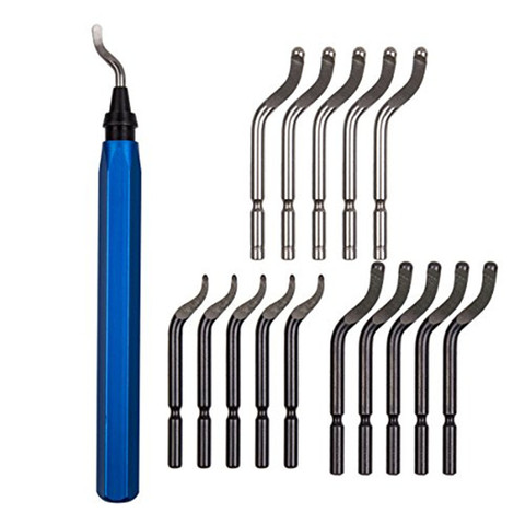 Poignée bavure métal réparation ébavurage trousse à outils 15pc routeur Bit rotatif ébavurage lames décapant main ébavurage pour bois plastique ► Photo 1/6