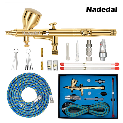 Nasedal-Mini pulvérisateur aérographe à gravité double action, outil bricolage décorer les ongles, du maquillage, pour tatouage, 9cc, 0.2/0.3/0.5mm ► Photo 1/6