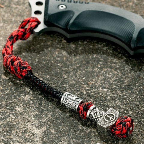 MKENDN nordiques Pirates Rune amulette Vikings porte-clés couteau pendentif hommes femmes voiture porte-clés tressé Paracord corde bijoux faits à la main ► Photo 1/1